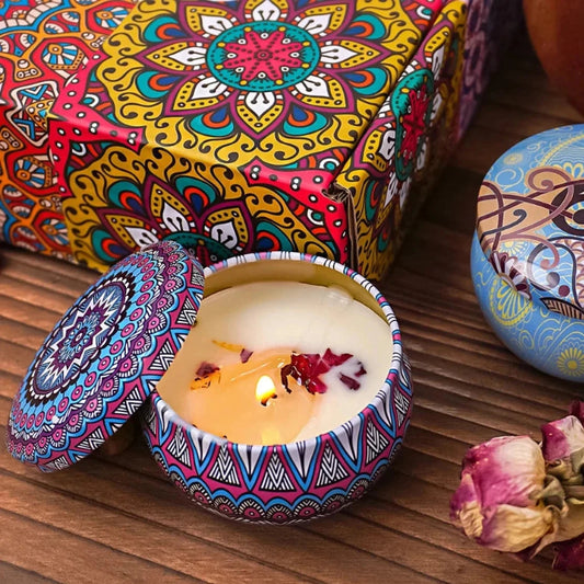 🌸 Scented Candle Gift Set – 4-Piece Candle with Arabic Patterns